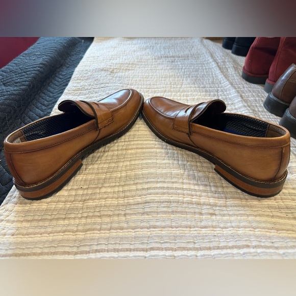 Vince Camuto VY-Layton Cognac Brown Leather Penny Loafers Men’s 8.5M Dress Shoes - Picture 7 of 9